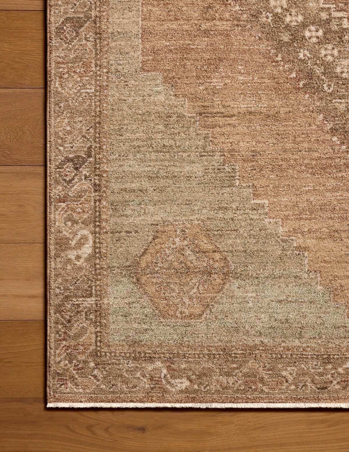 Mavelle Storrie Brown Multi area rug - Styled in Room