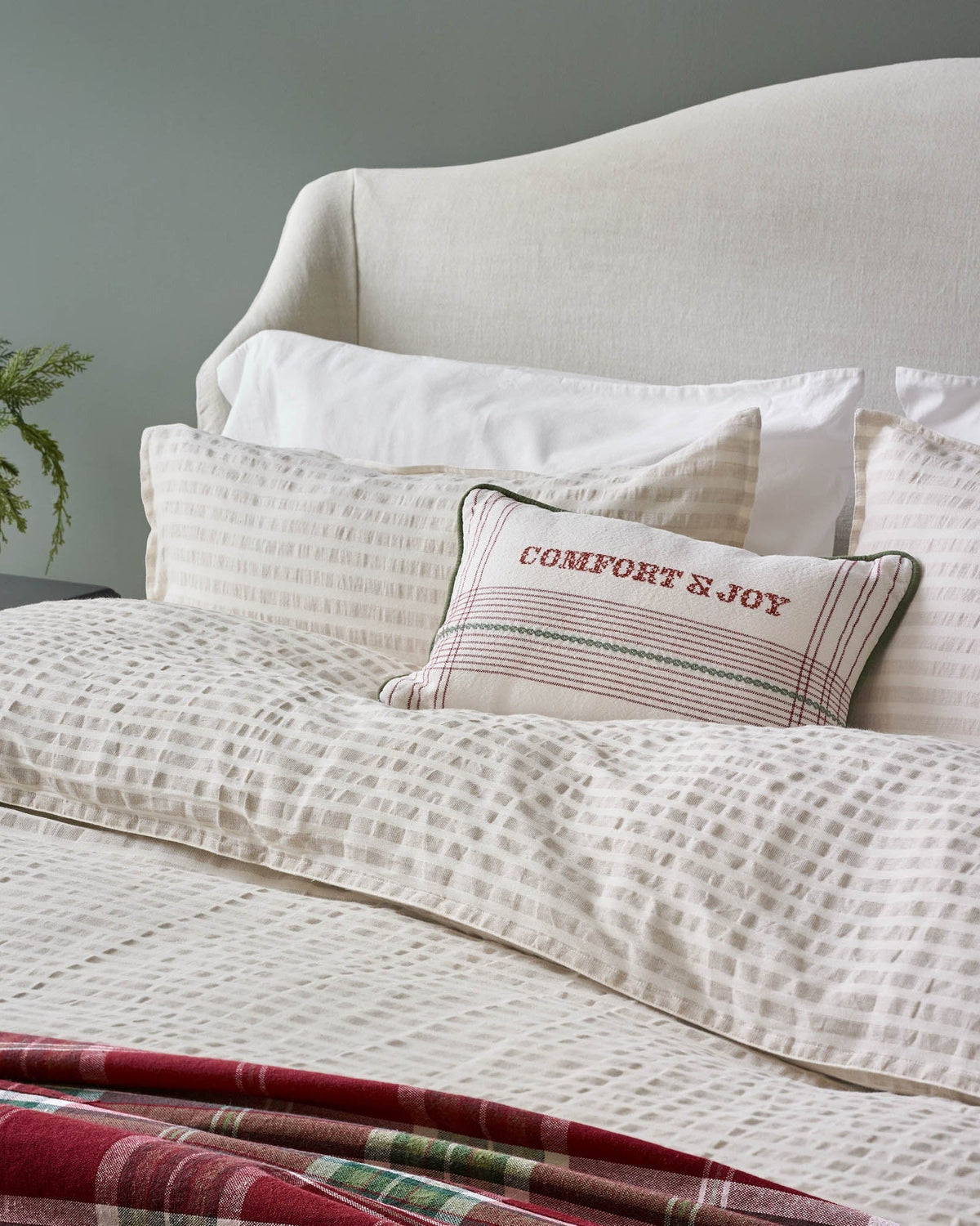 Mavelle Antique White & Oatmeal Stripe Linen Cotton Duvet Cover duvet cover - Alternate View