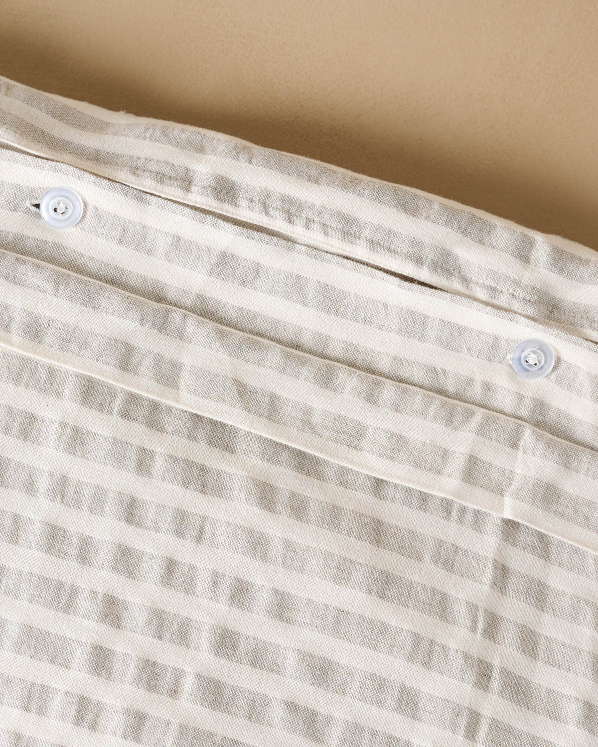 Mavelle Shadow Grey & Antique White Stripe Linen Cotton Duvet Cover duvet cover - Close-Up