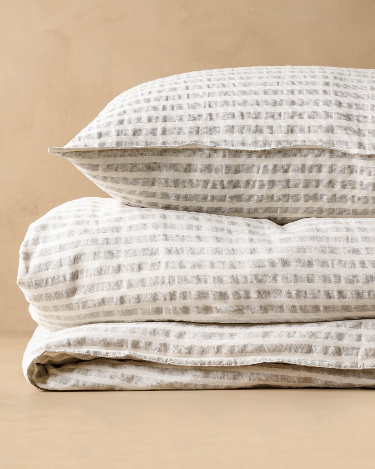 Mavelle Shadow Grey & Antique White Stripe Linen Cotton Pillow Sham pillow sham