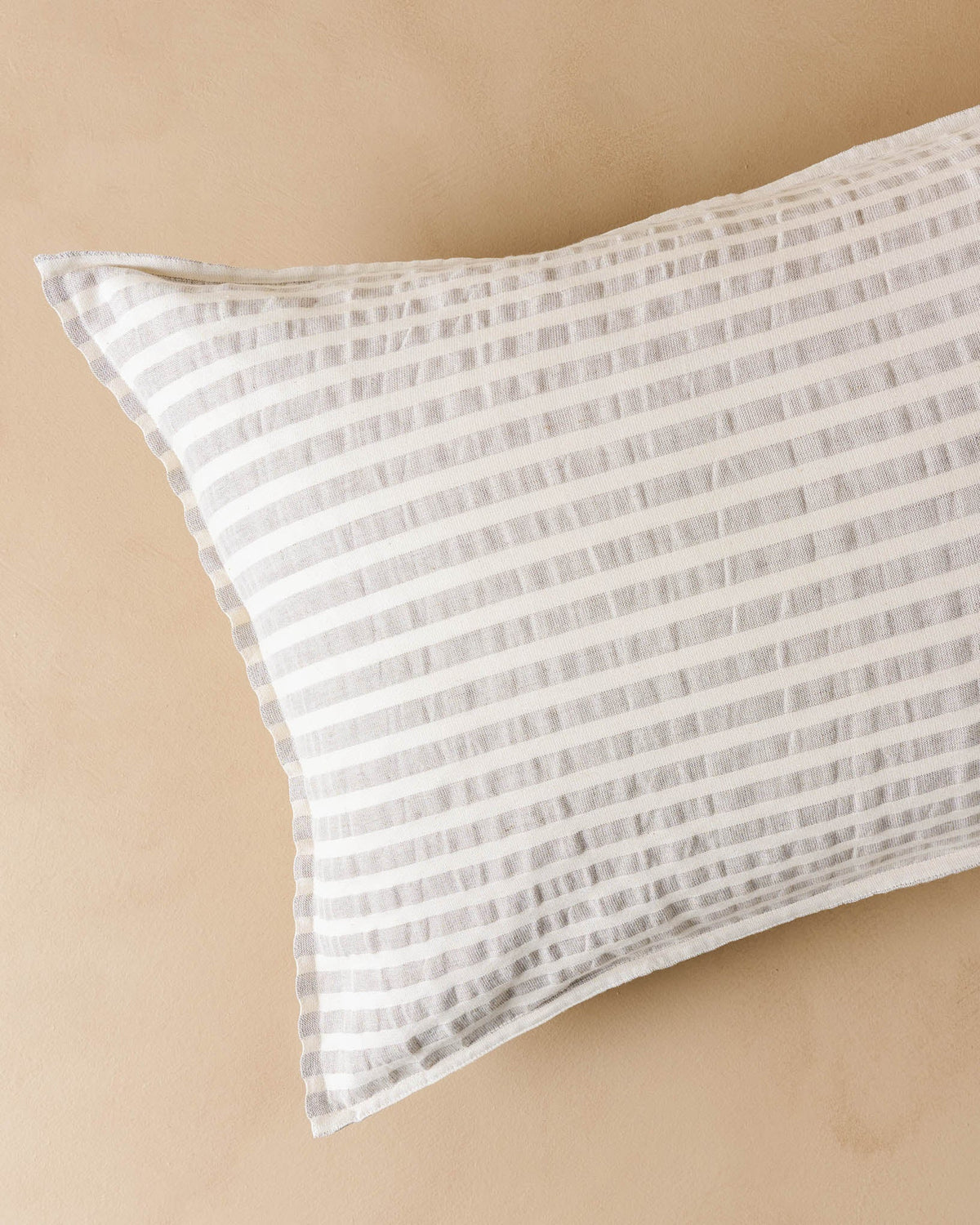 Mavelle Shadow Grey & Antique White Stripe Linen Cotton Pillow Sham pillow sham - Detail View