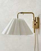 Mavelle Odette Linen Scallop Swivel Plug-In Sconce wall sconce - Detail View