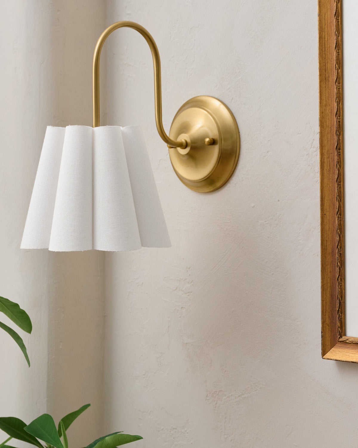 Mavelle Odette Linen Scallop Wired Sconce wall sconce - Detail View
