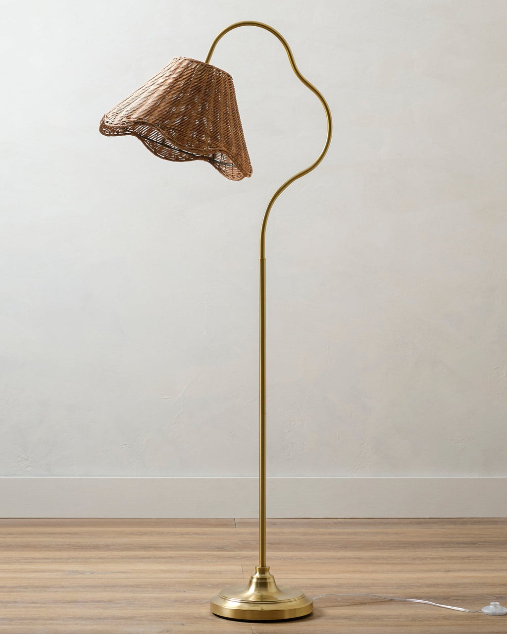 Mavelle Lucinda Rattan Scallop Floor Lamp floor lamp - Detail View