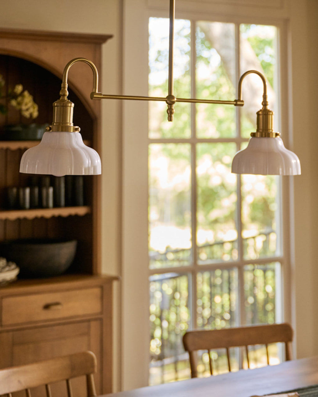Mavelle Polly Milk Glass Chandelier chandelier - Styled in Room