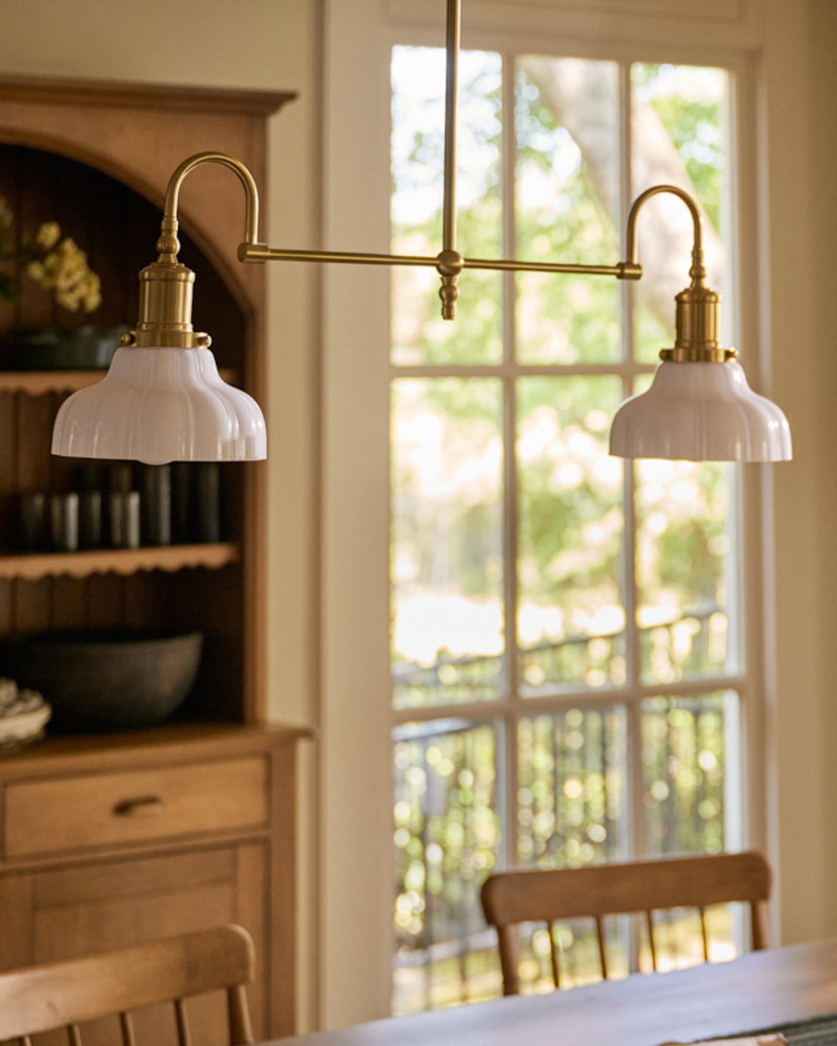 Mavelle Polly Milk Glass Chandelier chandelier - Styled in Room