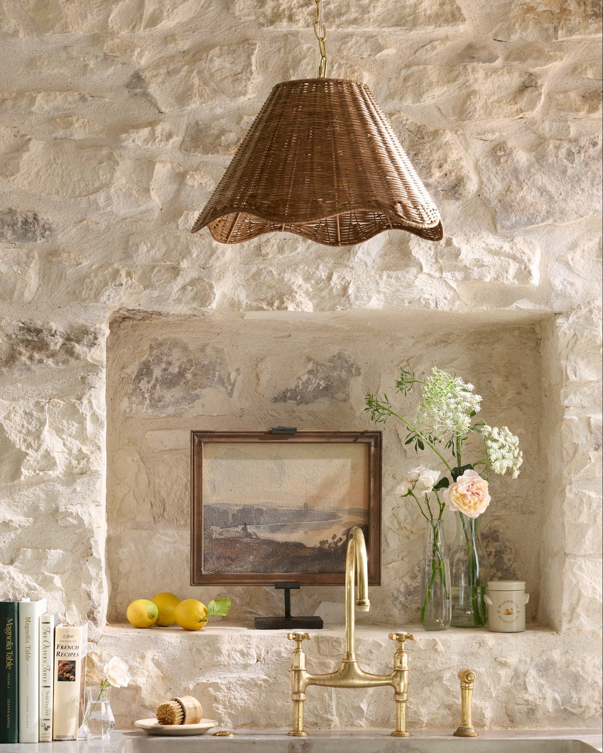 Mavelle Lucinda Rattan Scallop Pendant (14"-17") pendant light - Detail View