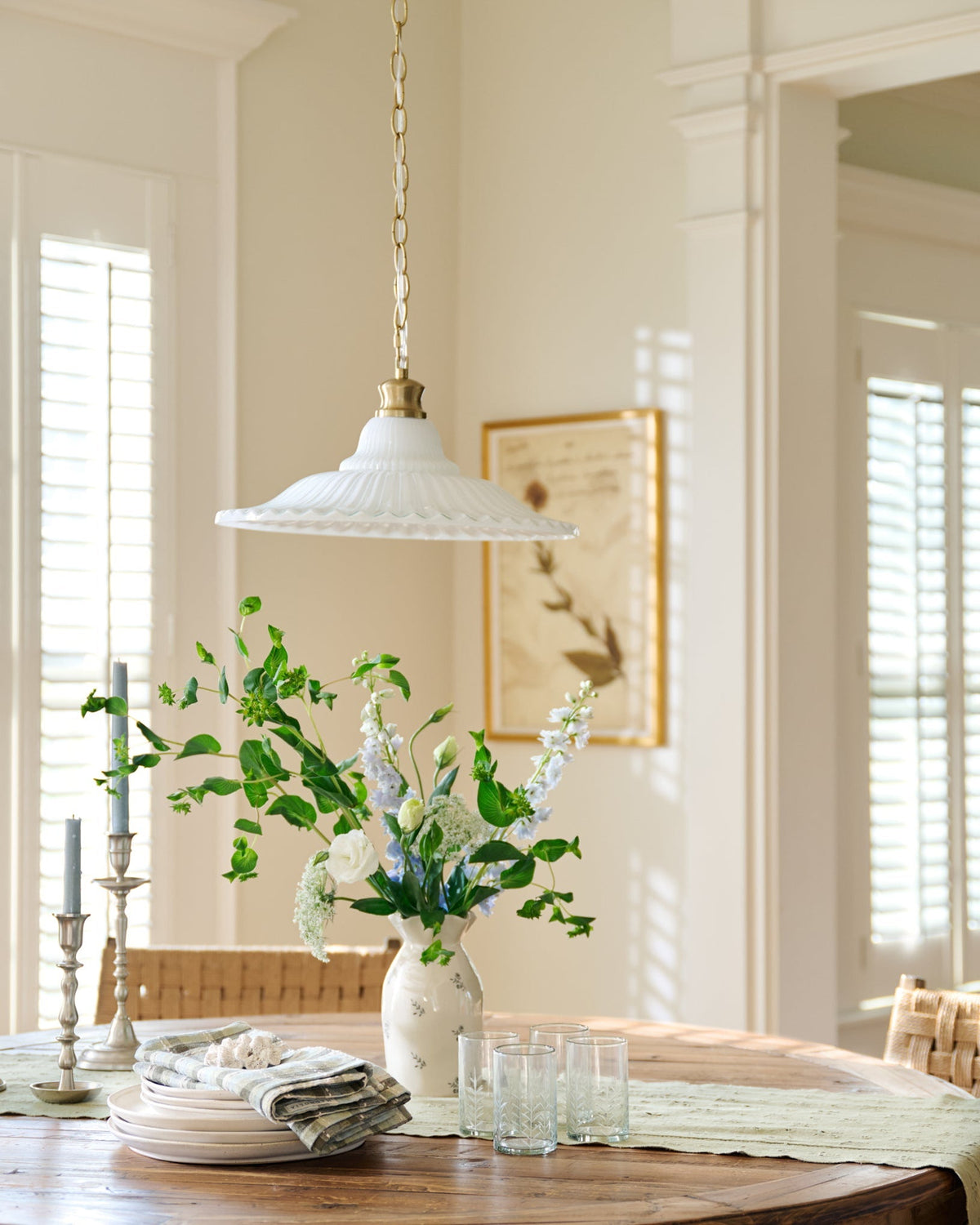 Mavelle Marjorie Milk Glass Pendant (9"-16.5") pendant light - Detail View