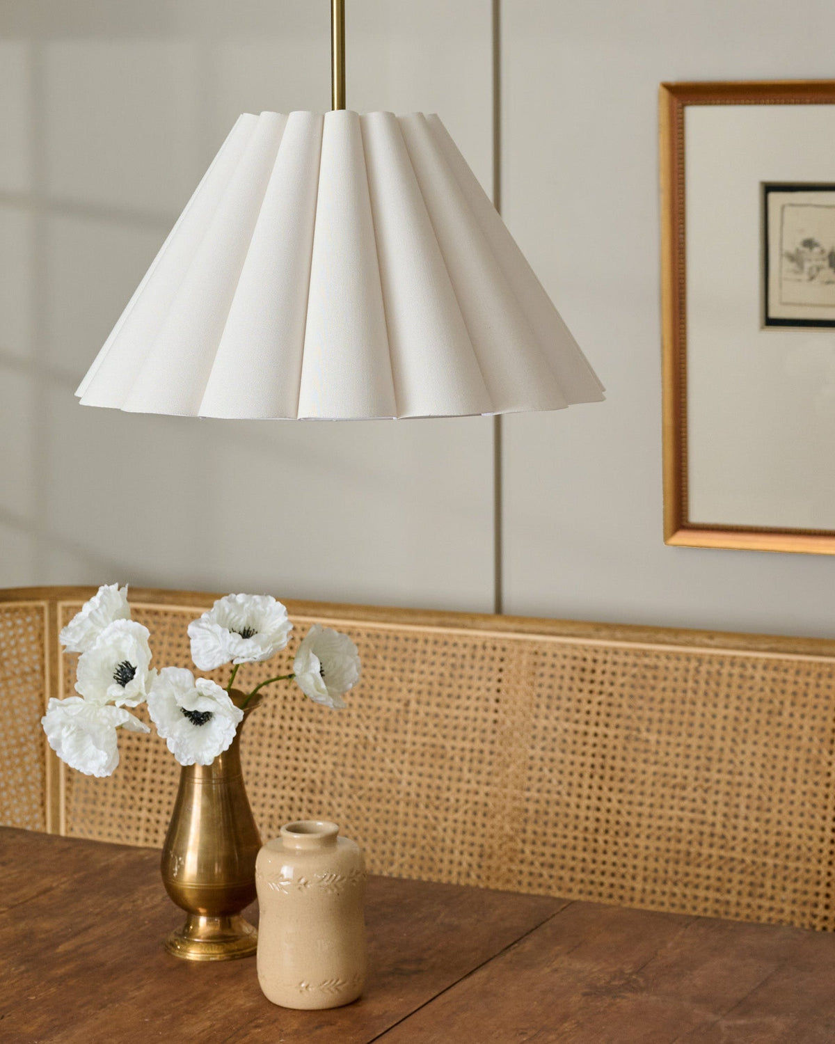 Mavelle Odette Linen Scallop Pendant (12"-20") pendant light - Detail View