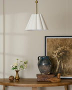 Mavelle Odette Linen Scallop Pendant (12"-20") pendant light - Close-Up