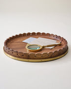 Mavelle Georgie Brass Inlay Wood Tray decorative tray - Detail View
