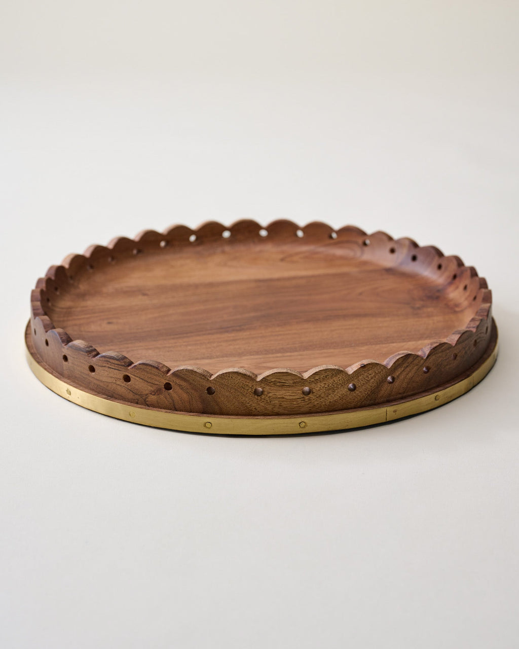 Mavelle Georgie Brass Inlay Wood Tray decorative tray