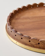 Mavelle Georgie Brass Inlay Wood Tray decorative tray - Styled in Room