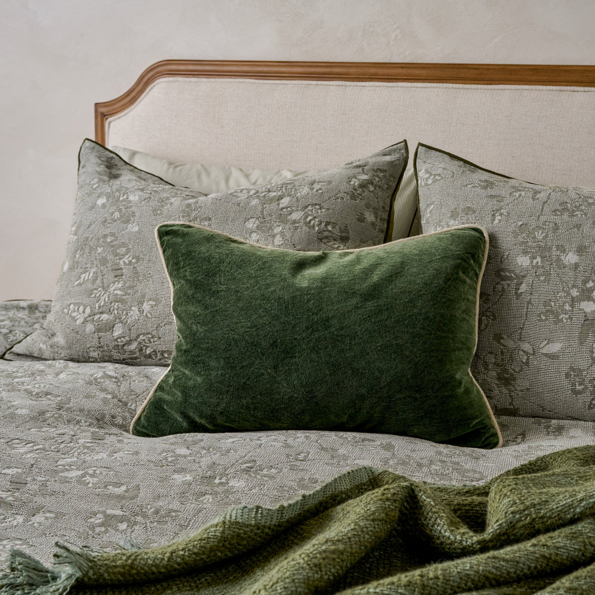 Mavelle Heirloom Velvet Lumbar Pillow throw pillow - Styled in Room