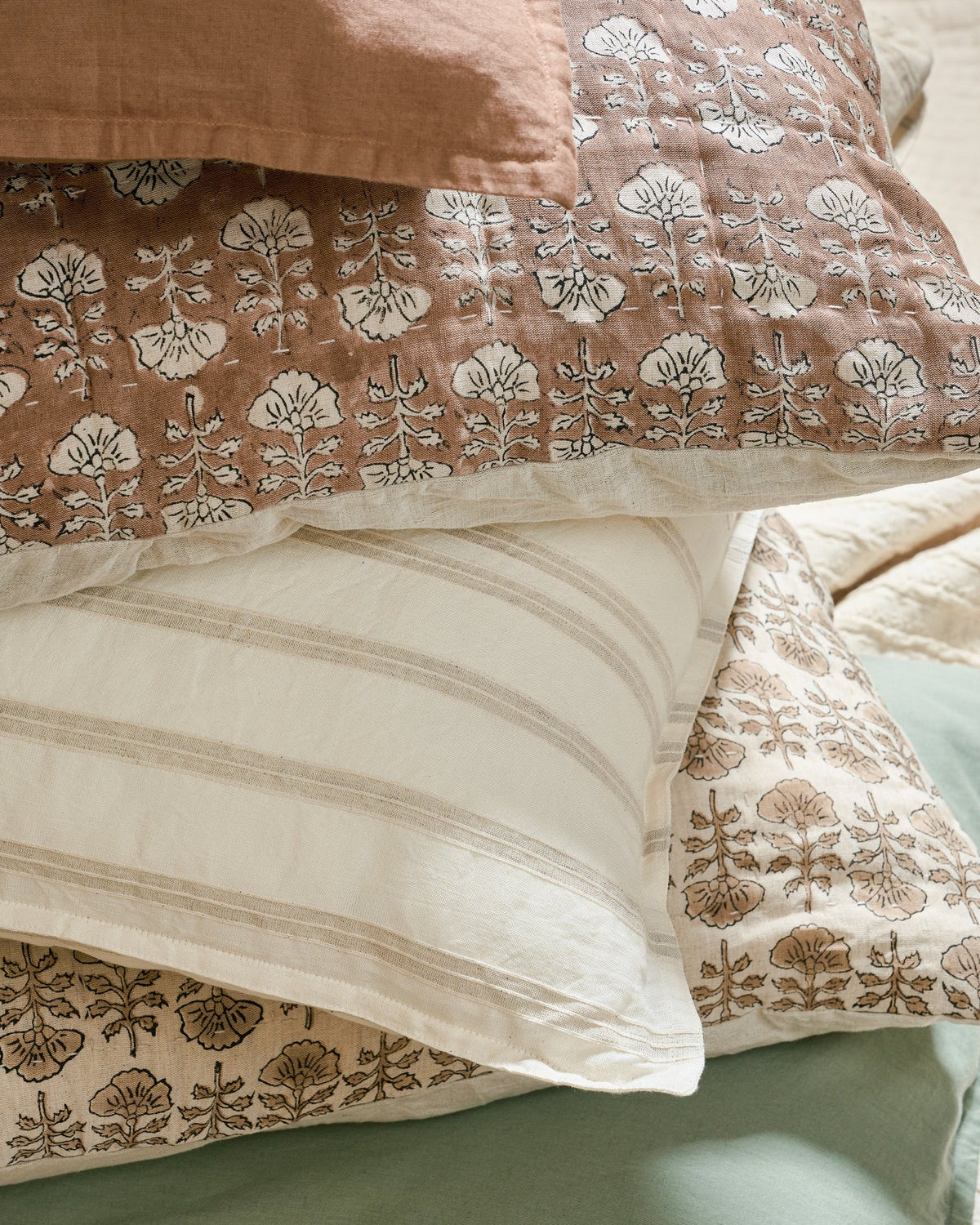 Mavelle Flora Block Printed Sham - Desert Clay pillow sham - Alternate View