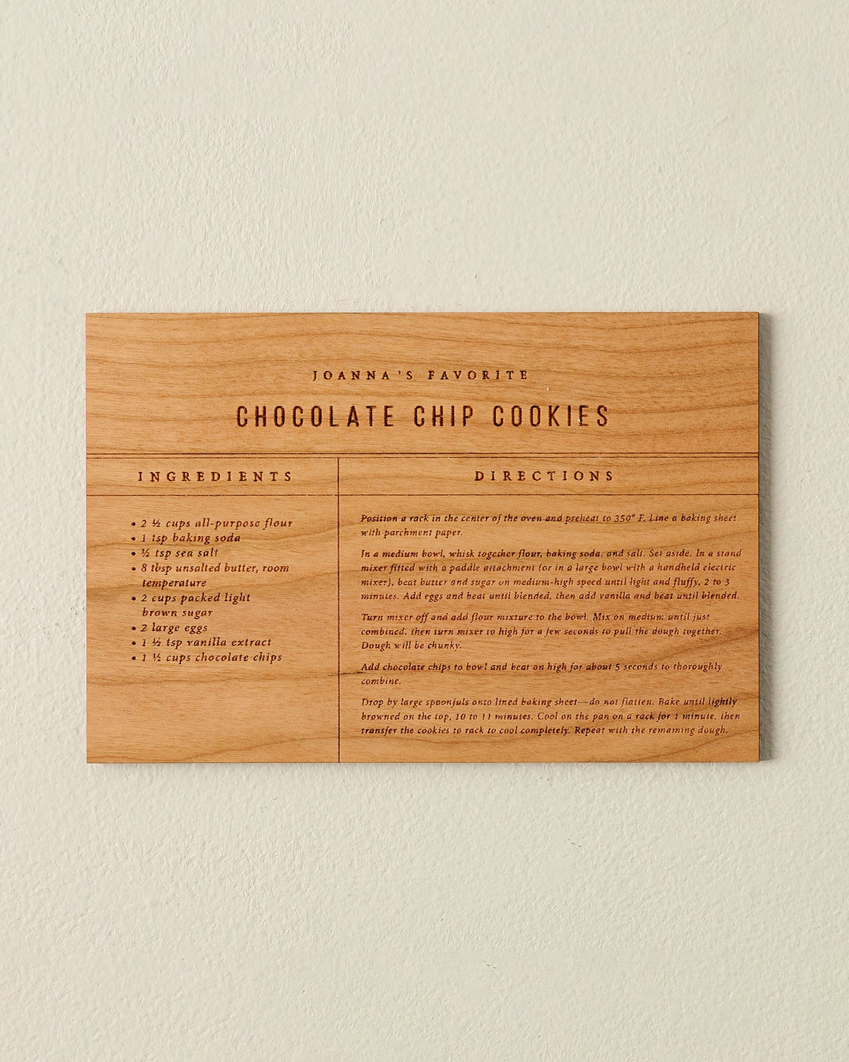 Mavelle Wooden Recipe Card (Chocolate Chip Cookies) kitchen tool