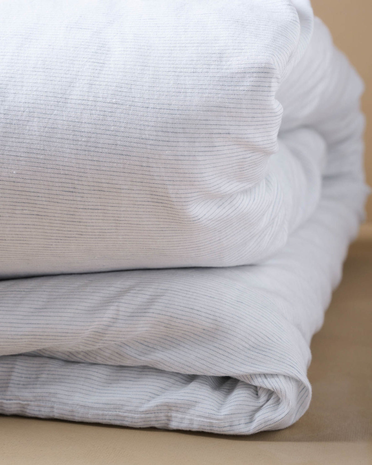 Mavelle White Stripe Linen Cotton Duvet Cover duvet cover - Detail View