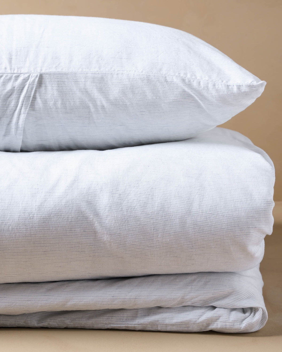 Mavelle White Stripe Linen Cotton Duvet Cover duvet cover - Styled in Room