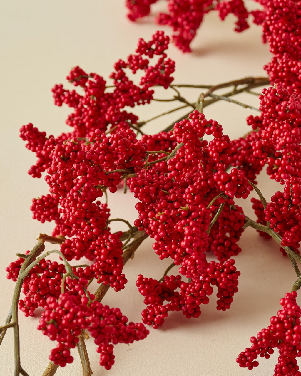 Mavelle Oversized Red Berry Hanging Pick faux floral stem - Styled in Room