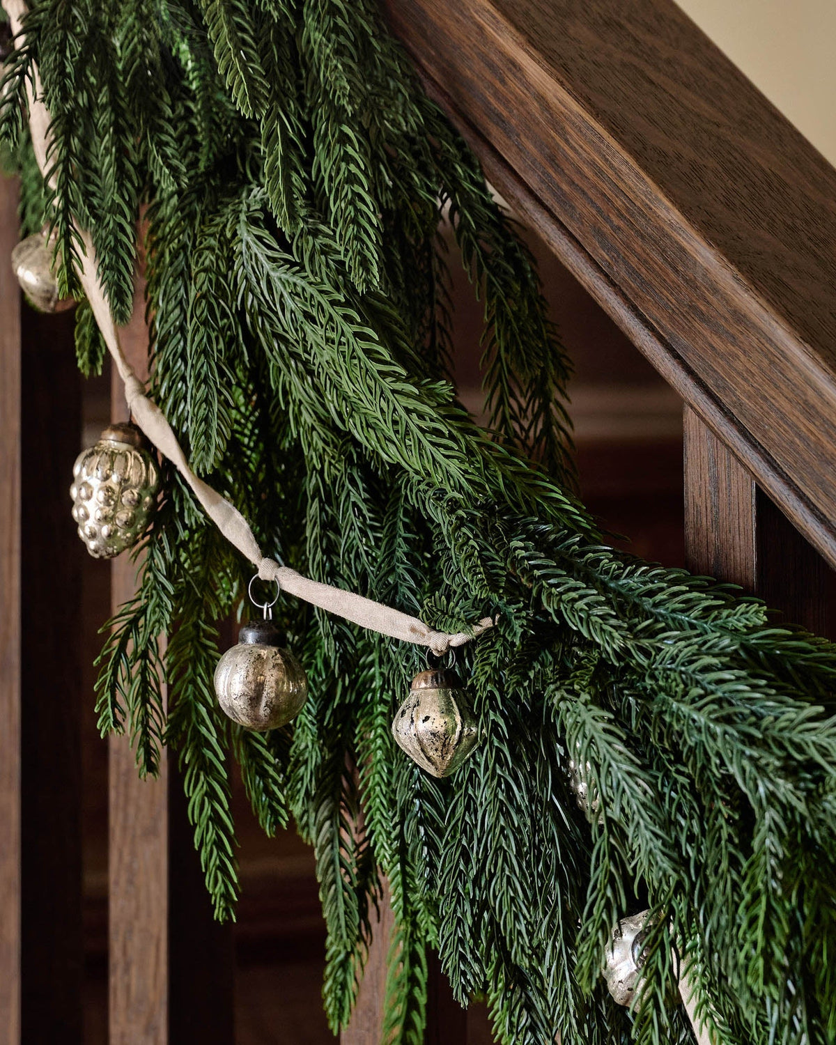 Mavelle Real Touch Norfolk Pine Garland - 72" wreath - Detail View