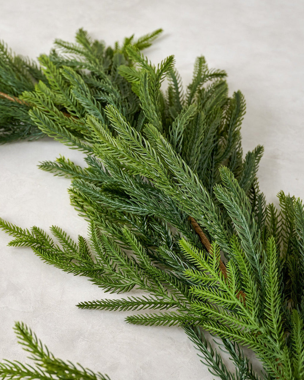 Mavelle Real Touch Norfolk Pine Garland - 72" wreath - Side View
