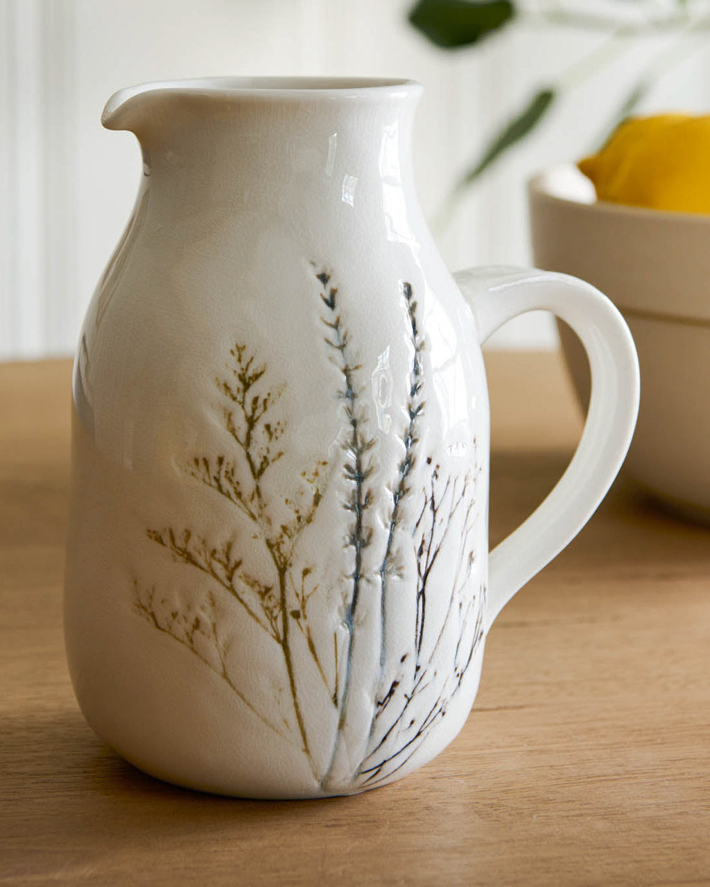 Mavelle Pressed Floral Ceramic Pitcher pitcher - Detail View