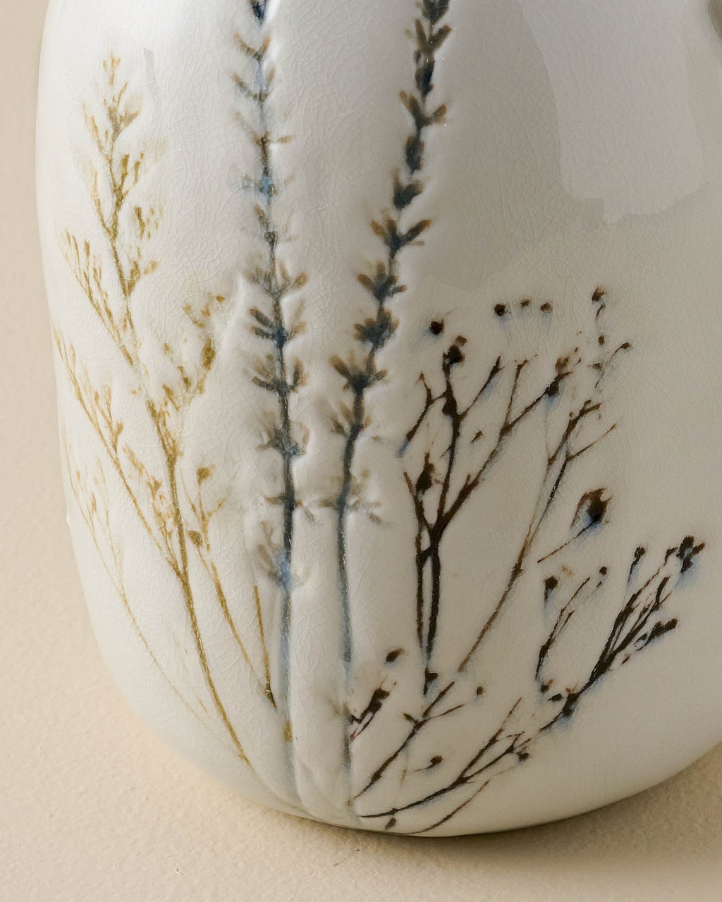 Mavelle Pressed Floral Ceramic Pitcher pitcher - Styled in Room