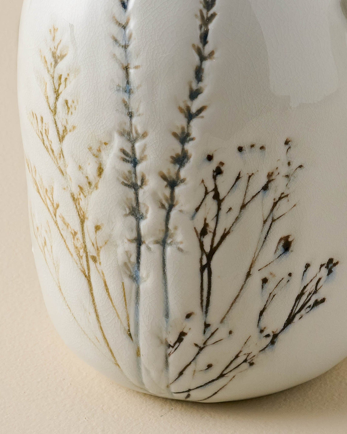 Mavelle Pressed Floral Ceramic Pitcher pitcher - Styled in Room