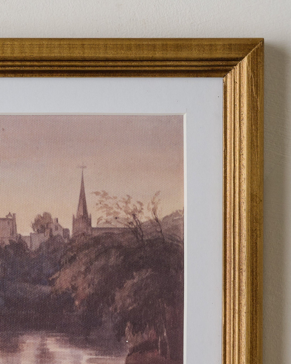 Mavelle Steeple On the Water Framed Print framed wall art - Styled in Room