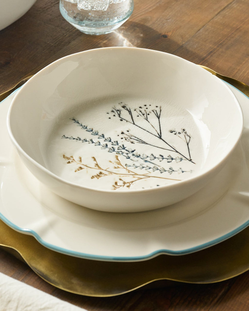 Mavelle Pressed Floral Pasta Bowl bowl - Side View