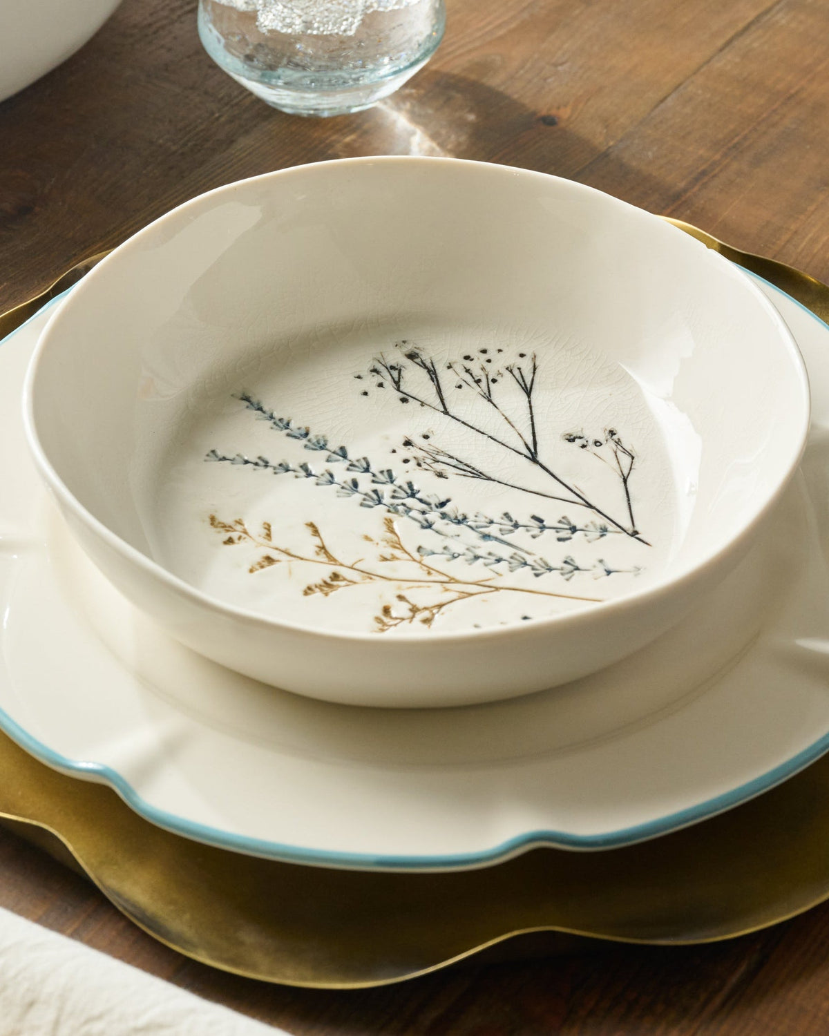 Mavelle Pressed Floral Pasta Bowl bowl - Side View