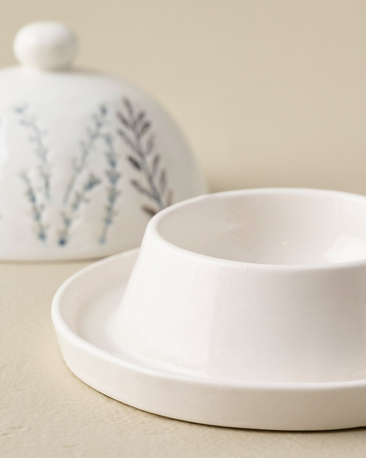 Mavelle Pressed Floral Ceramic Butter Dish kitchen storage piece - Styled in Room