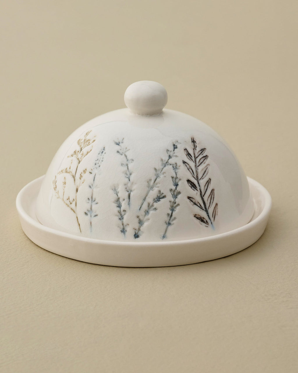 Mavelle Pressed Floral Ceramic Butter Dish kitchen storage piece