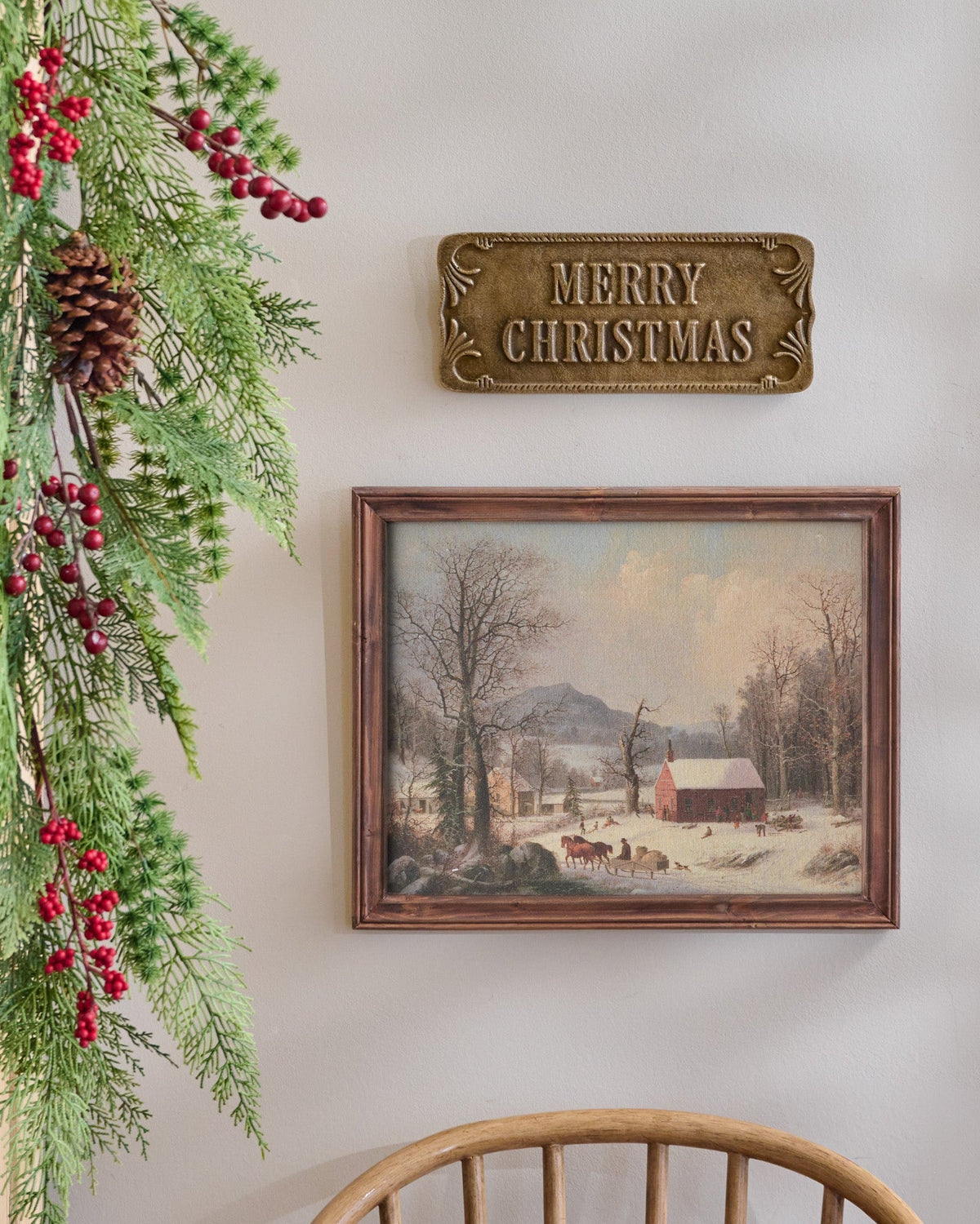 Mavelle Antique-Inspired Merry Christmas Plaque wall decor piece