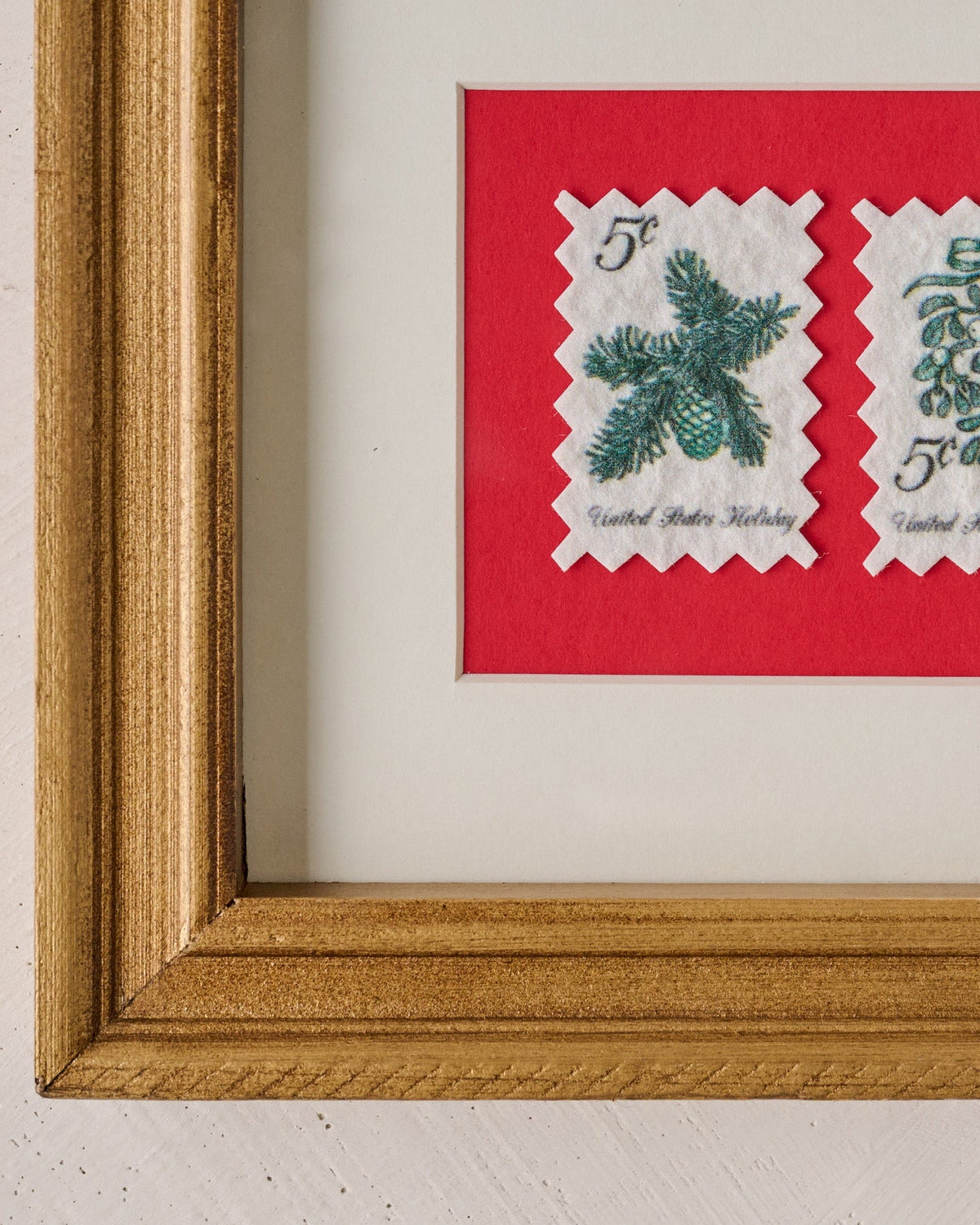 Mavelle Yuletide Greetings Vintage Stamp Art framed wall art - Styled in Room