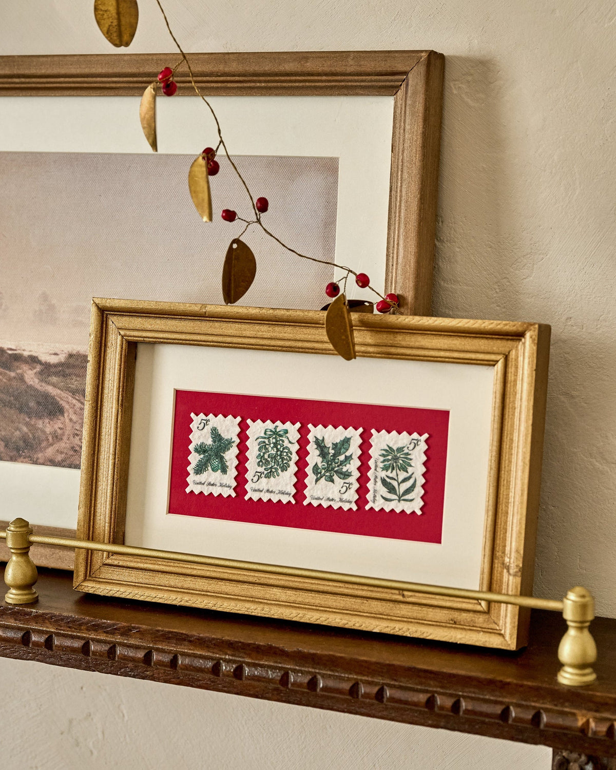 Mavelle Yuletide Greetings Vintage Stamp Art framed wall art