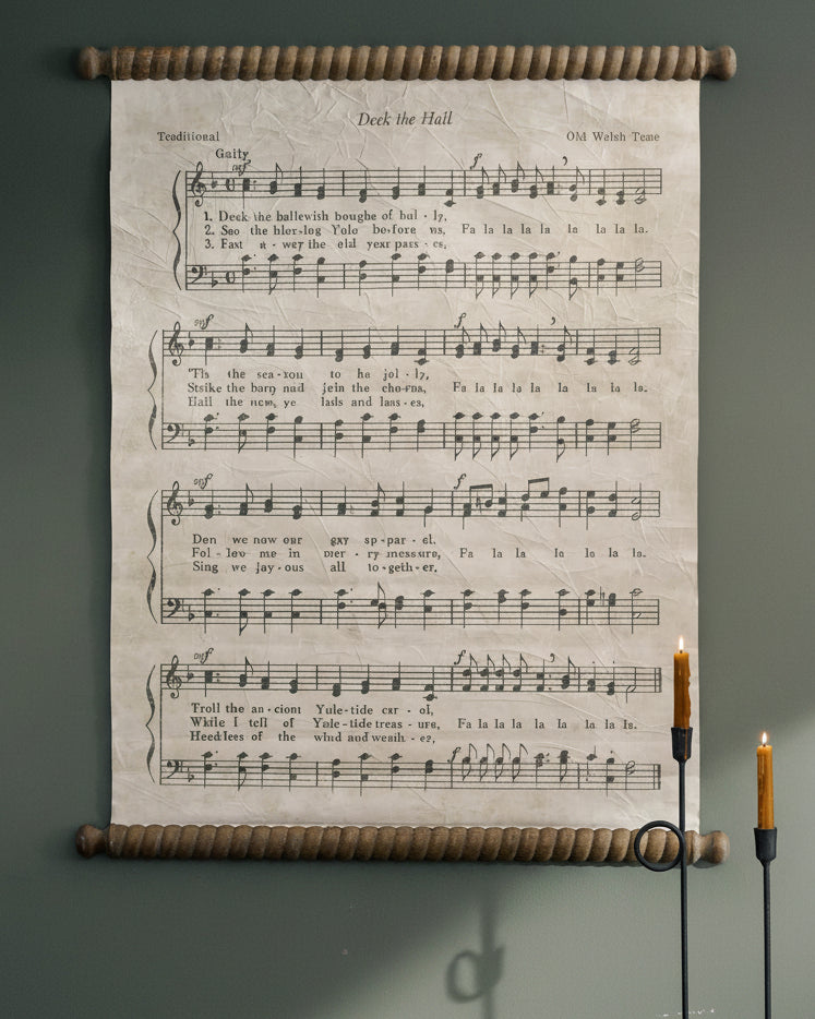 Mavelle Vintage Deck the Halls Tapestry wall tapestry - Detail View