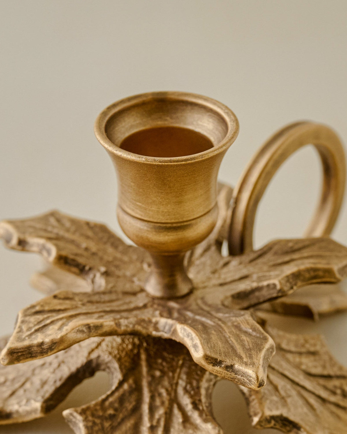 Mavelle Brass Holly Candle Holder with Handle candle holder - Styled in Room
