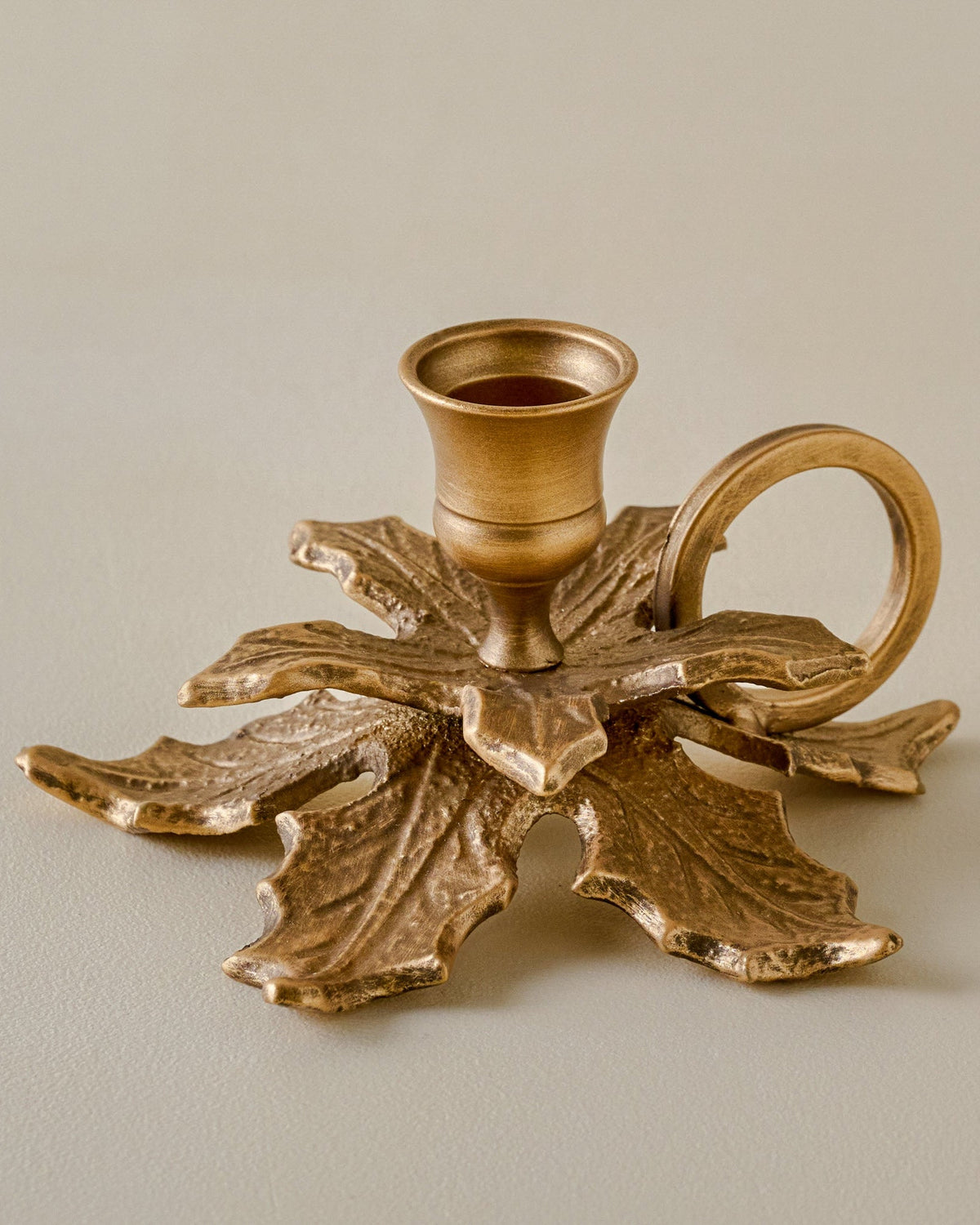 Mavelle Brass Holly Candle Holder with Handle candle holder
