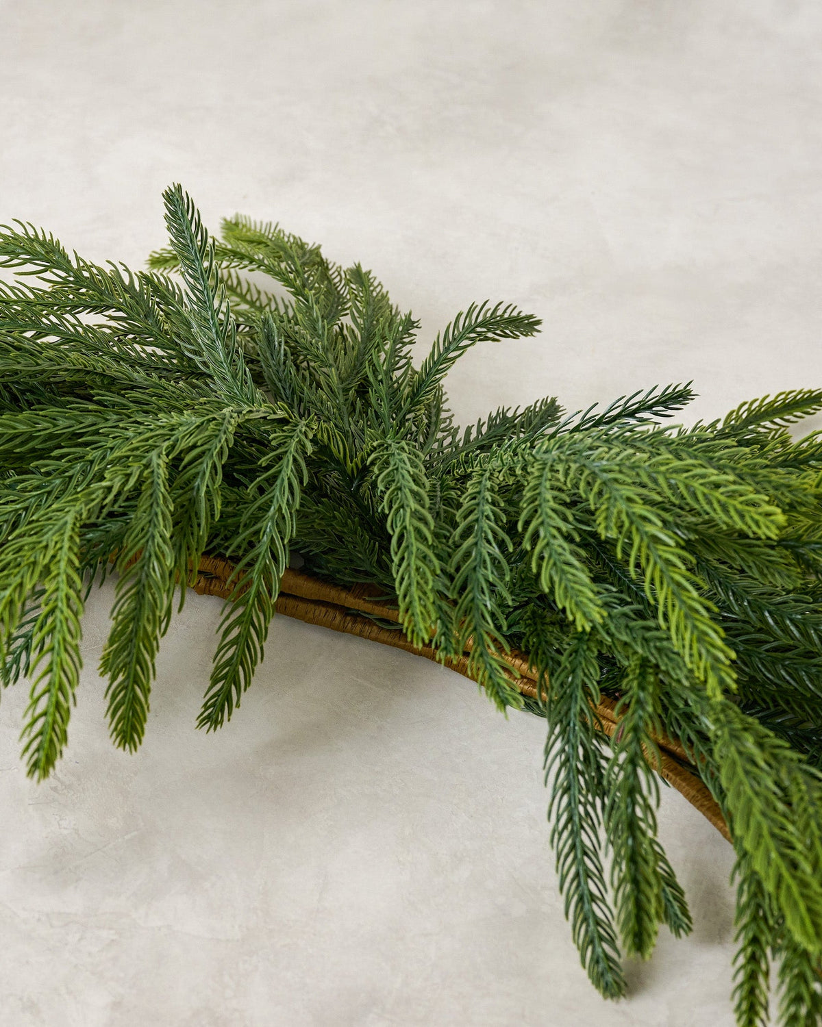 Mavelle Real Touch Norfolk Pine Mantel Swag - 72" faux floral stem - Styled in Room