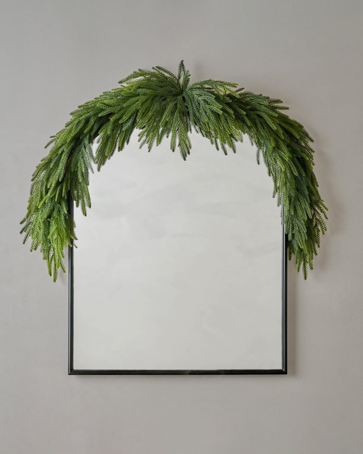 Mavelle Real Touch Norfolk Pine Mantel Swag - 72" faux floral stem - Detail View