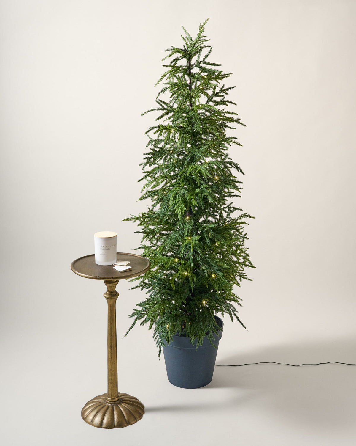Mavelle Real Touch Norfolk Pine Pre-Lit Potted Tree faux floral stem - Detail View
