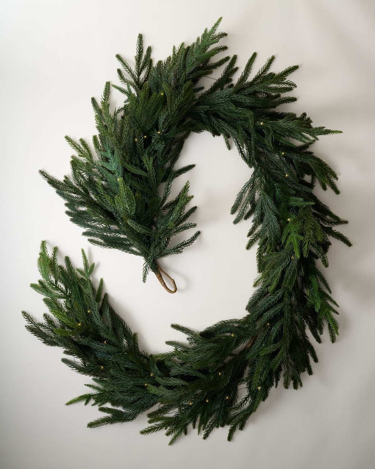 Mavelle Real Touch Norfolk Pine Pre-Lit Garland - 72" wreath - Detail View